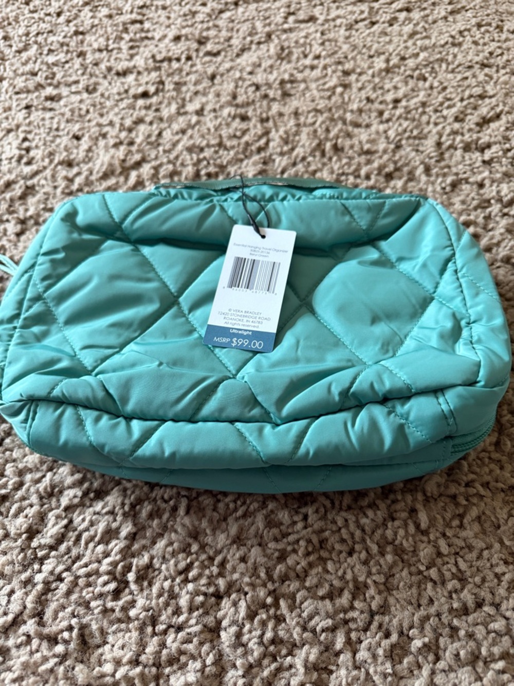 Vera Bradley Beryl Green Quilted Travel Organizer
